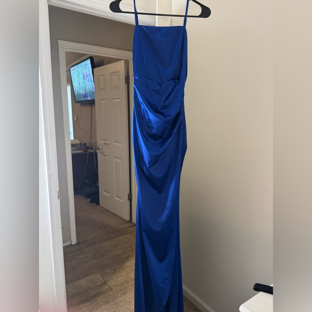 blue formal dress. size x small. worn once. in perfect condition.